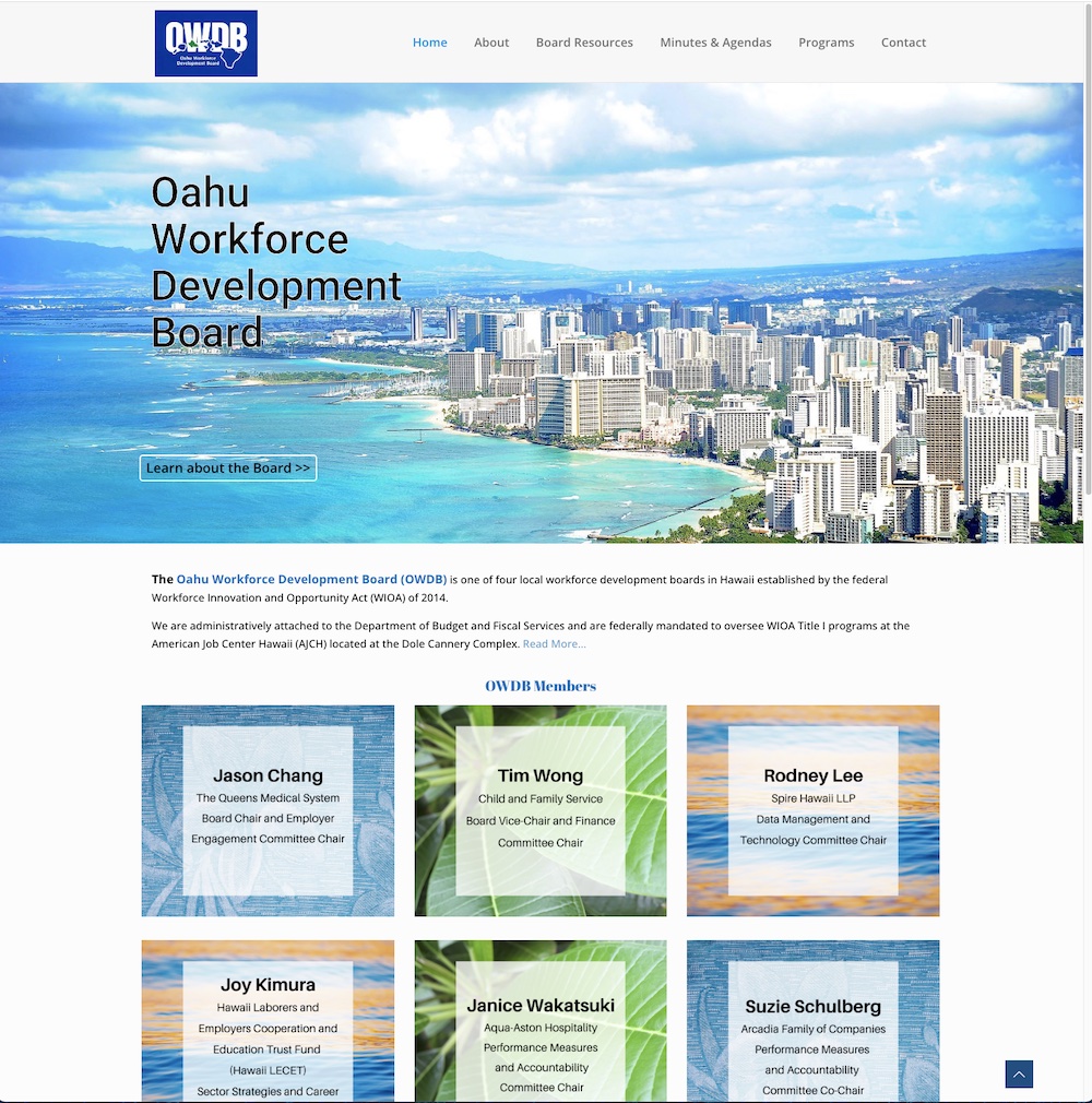 Oahu Workforce Development  Board home page