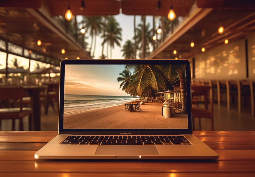 Maui website design in a bar at the beach