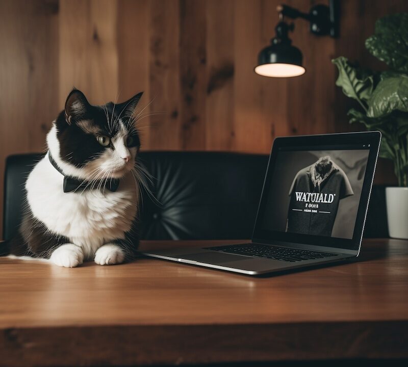 Website design in Maui with a Tuxedo cat at the controls